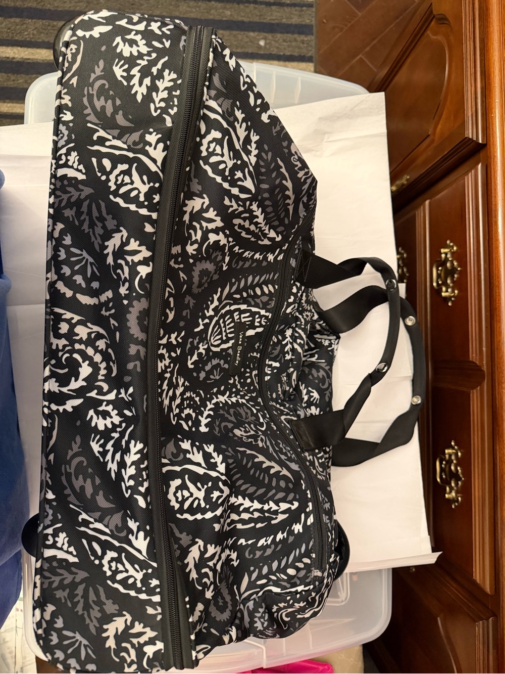 Vera Bradley Black & White Floral Weekender Duffel